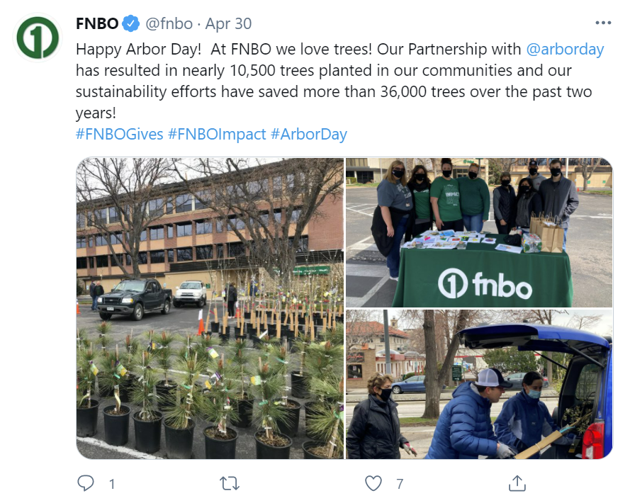 FNBO shares Arbor Day tree planting distribution