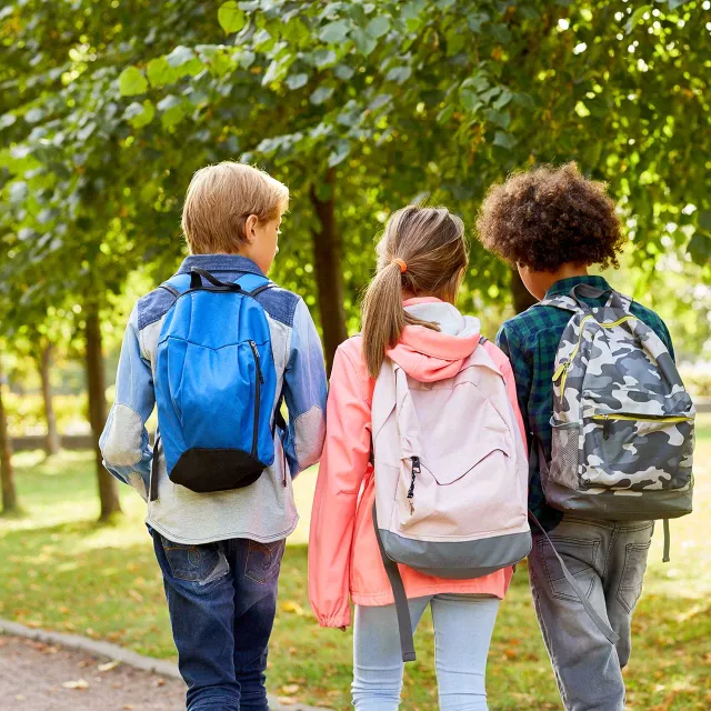 Kids walking new school year