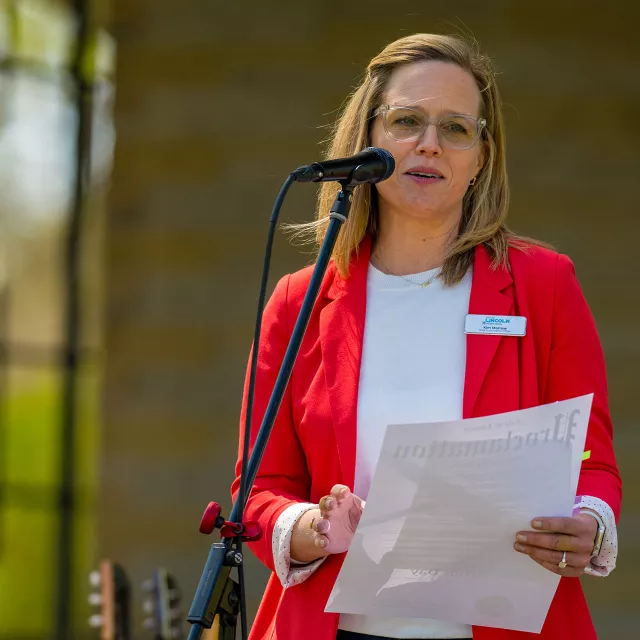 city official reading Arbor Day Proclamation.