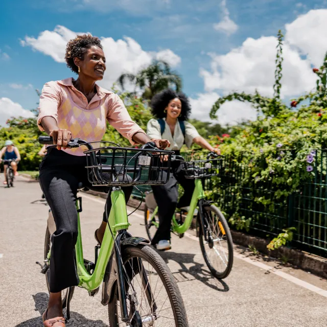 people riding bikes outside