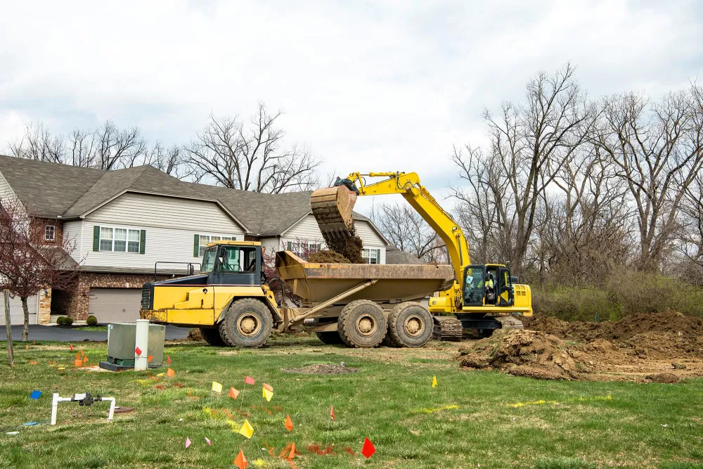 construction site with trees around