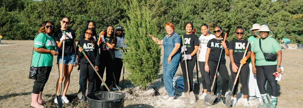 Alpha Kappa Alpha planting tree