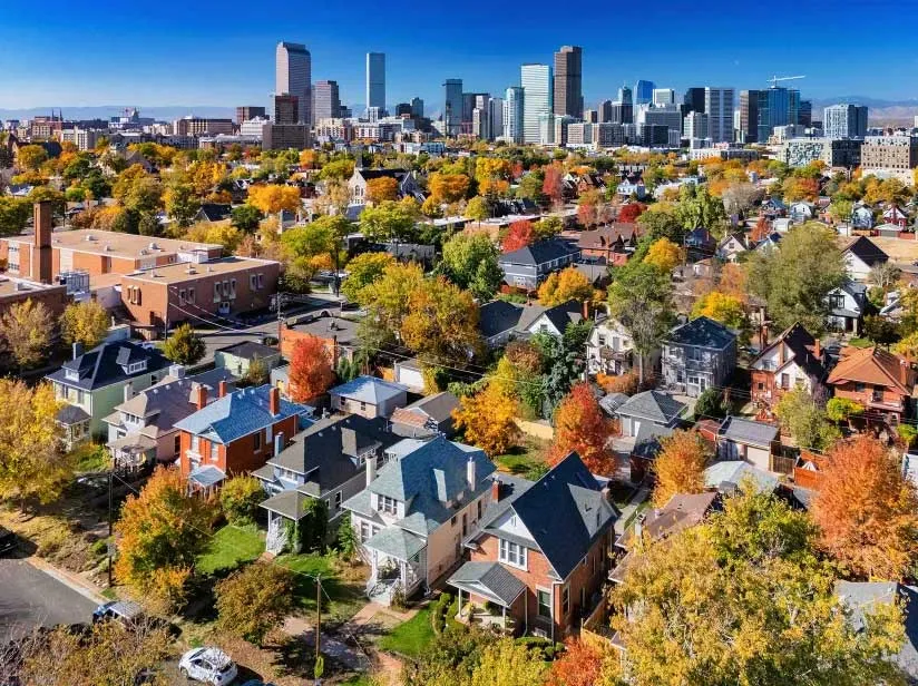 Cityscape full of houses and trees