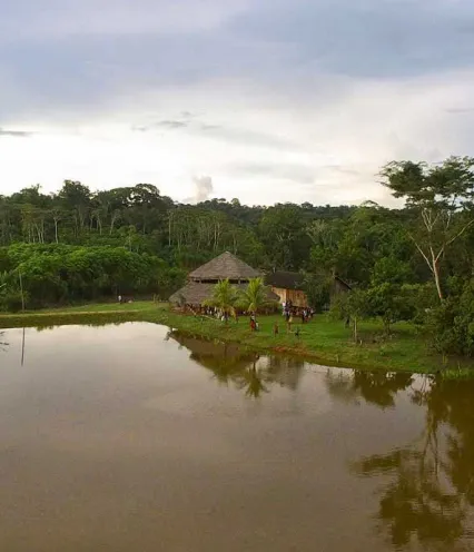 Photo of building between Amazon river and forest