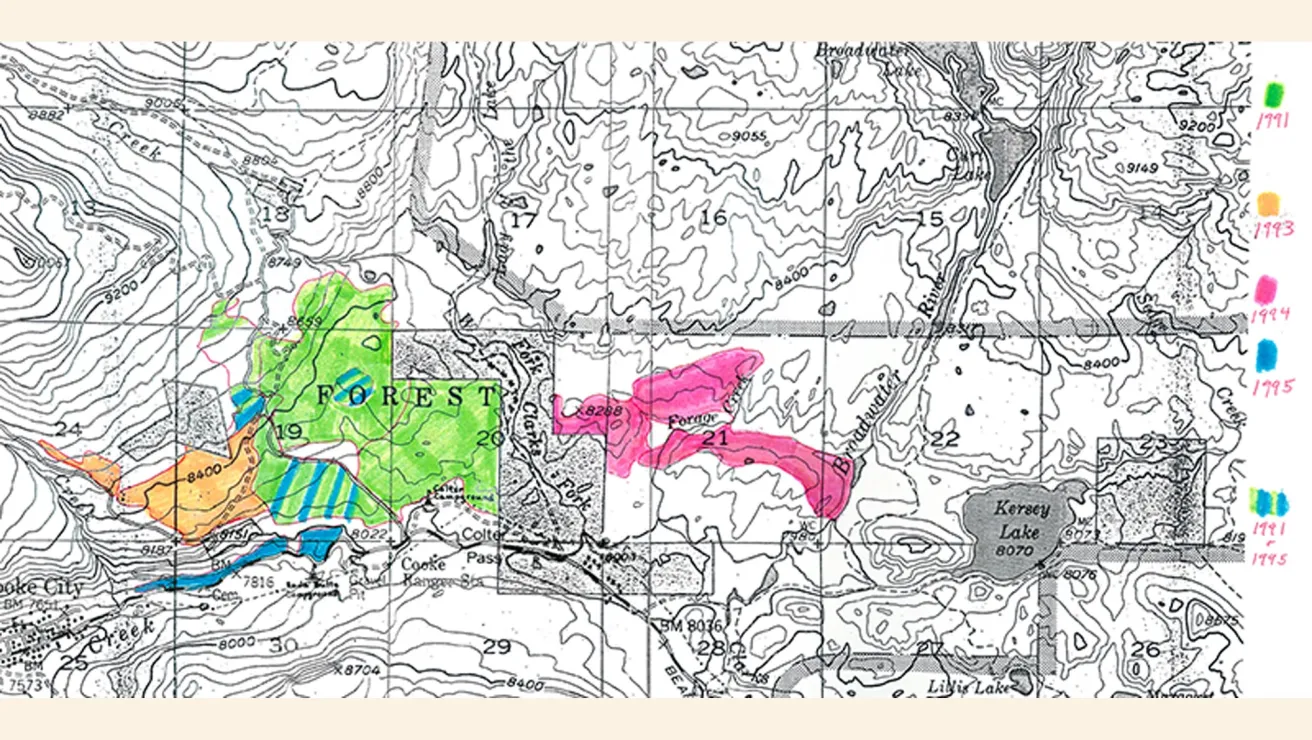 From the archives: A map from the Forest Service shows where Arbor Day Foundation trees were planted in Gallatin National Forest.