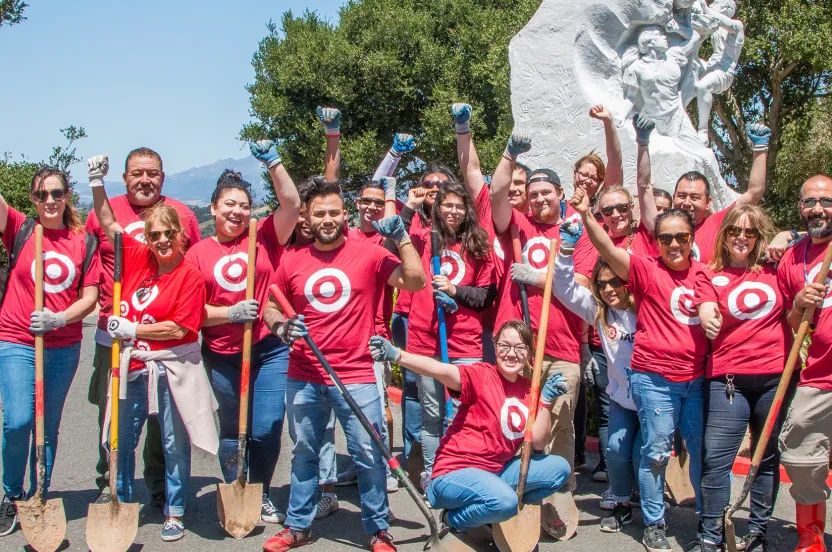 group of Target volunteers with shovels