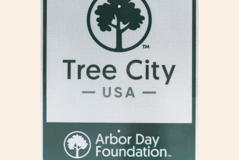 Tree City USA road sign.